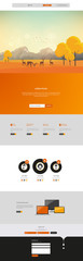 Website Template in Autumn Theme, Vector Illustration
