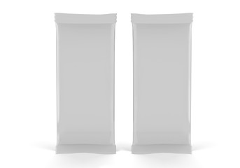 Snack Foil Bag Mockup Template On Isolated White Background, Ready For Your Design, 3D Illustration