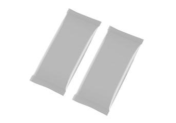 Snack Foil Bag Mockup Template On Isolated White Background, Ready For Your Design, 3D Illustration