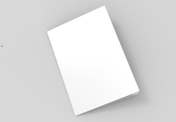 A3 half-fold brochure blank white template for mock up and presentation design. 3d illustration.