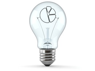 Light bulb with pie chart icon