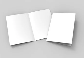 Deurstickers A3 half-fold brochure blank white template for mock up and presentation design. 3d illustration. © godesignz