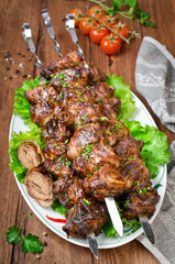 Liver kebab wrapped in bacon