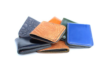 group leather wallet on isolated