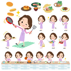 Pink suit business middle aged women_cooking