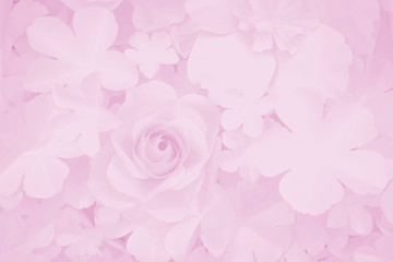 Pink rose paper flowers decorative background.