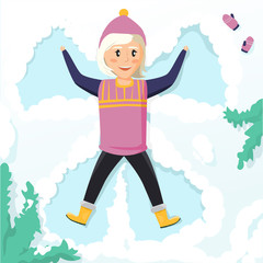 Grandma making a snow angel