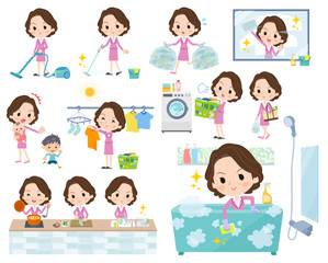 Pink suit business middle aged women_Housekeeping