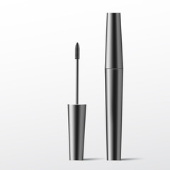 Mascara brush. Cosmetics. Makeup. Realistic 3d mock-up of cosmetics. Vector illustration design.