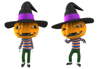 3D illustration Halloween Jack-o-lantern