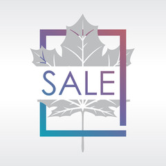 Modern style sale illustration for november with a maple leaf and a sale text. 