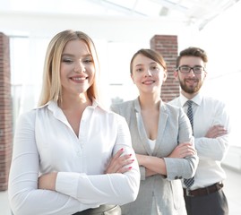 closeup portrait of successful business team. the business concept