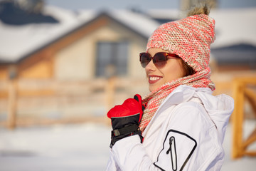 Young woman winter portrait. Shallow dof.