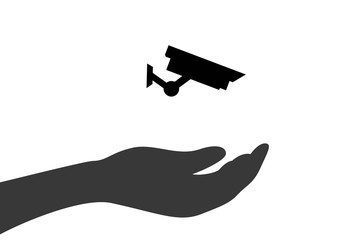 Hand hält Videoüberwachung