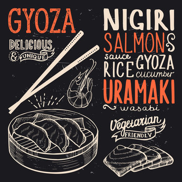 Gyoza poster for restaurant.