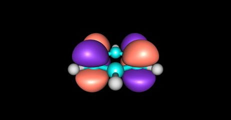 Molecular orbital of benzene isolated on black