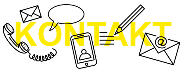 Simpler Vektor Text Banner KONTAKT mit Line Icons