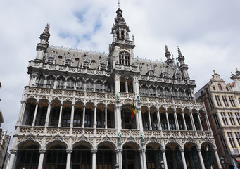 Town Hall (Hotel de Ville) on Grand Place (Grote Markt) - central square of Brussels - most important tourist destination and most memorable landmark in Brussels, Belgium.