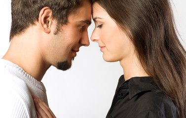 Portrait of young couple, isolated