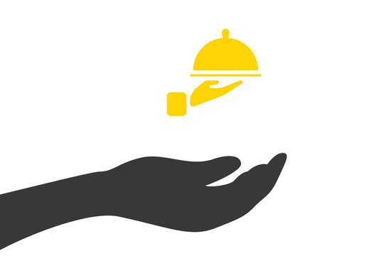 Hand h&auml;lt Servierplatte