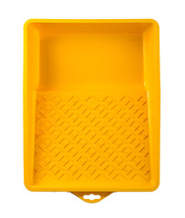 Yellow paint tray isolated on white background