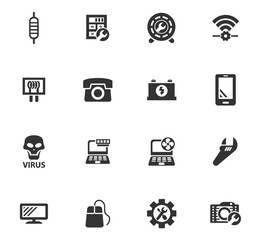 Electronic repair icons set