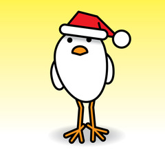 Single White Chick Staring with Santa Hat