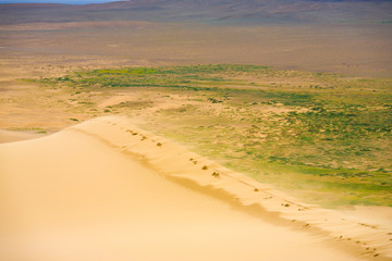 Khongor Els Dune Sand Blowing Top Edge Mongolia