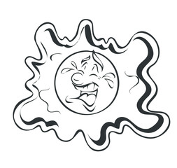 Crying Cartoon Omelette Vector Drawing