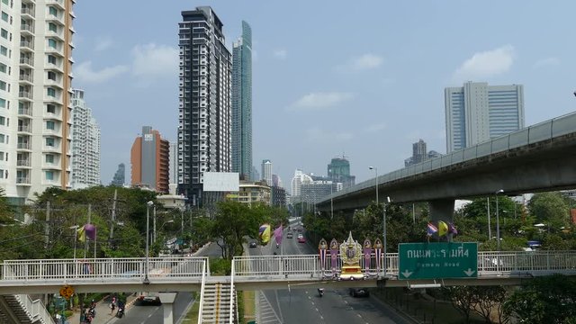 Cityscape view from the Krung Thonburi BTS station in Bangkok Thailand 
