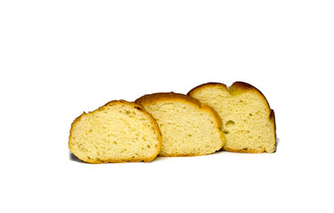 slices of wheat bread isolated on white background. food, object.