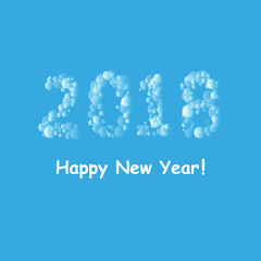 happy new year 2018 with snowflake and bokeh pattern on winter blue background vector