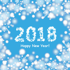 Happy new year 2018 background with snowman and snow, vector illustration.