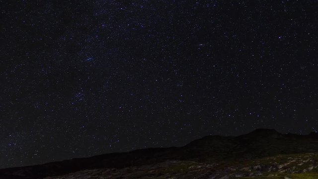 Beautiful time lapse with night sky in the mountains