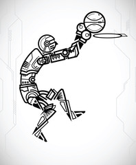 robot playing basketball