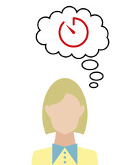 Frau überlegt - Stoppuhr