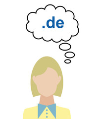 Frau überlegt - .de Domain