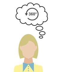 Frau überlegt - 360 Grad - Virtuelle Realität