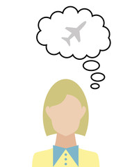 Frau überlegt - Flieger