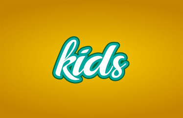 kids word text logo icon typography design green yellow
