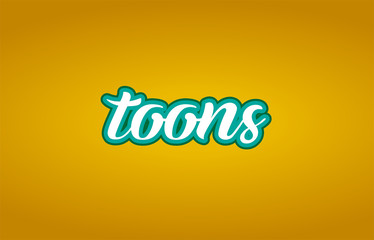 Naklejka premium toons word text logo icon typography design green yellow