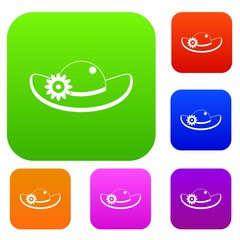 Hat with flower set color collection