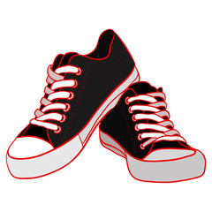 Color illustration of black sneakers. Vector element for your creativity