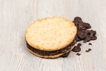 The chocolate cookies on the table