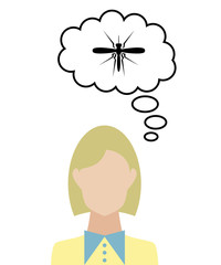 Frau überlegt - Mücke