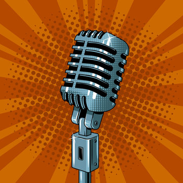 Microphone pop art style vector illustration