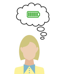 Frau überlegt - Akku voll