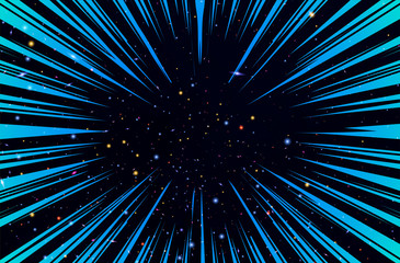Fototapeta premium Hyper Speed Warp Sun Rays or Explosion Boom for Comic Books Radial Background Vector