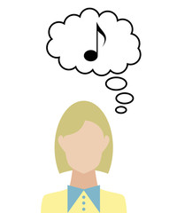 Frau überlegt - Achtelnote