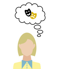 Frau überlegt - Masken - Theater